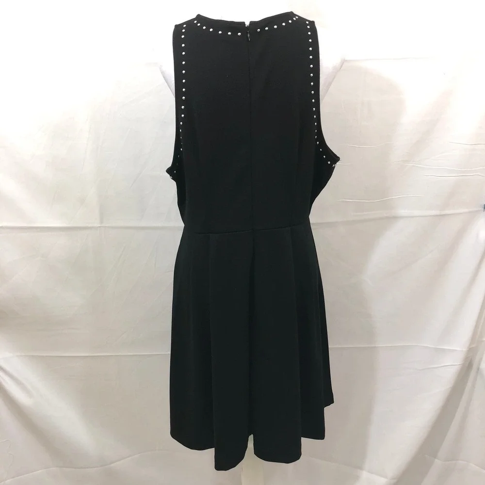 Magaschoni Black Micro Modal Studded Fit and Flare Sleeveless Dress NWT Size S - Picture 2 of 6